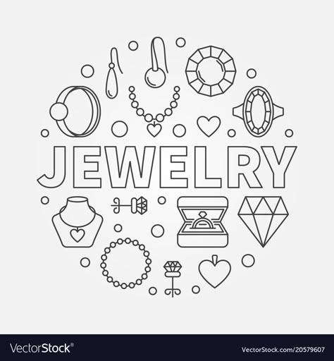 Jewelry Illustration Design, Necklace Illustration, Round Illustration, Jewelry Logo Ideas, Joy Logo, Jewel Drawing, Business Card Logo Design, Accessories Logo, Icon Jewelry