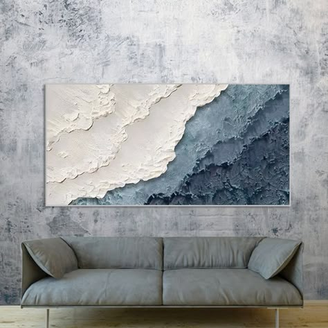 3D Textured Painting on Canvas Blue Ocean Minimalist Painting - Etsy Blue Plaster Art, Ocean Plaster Art, Sea Wave Painting, Ocean Minimalist, Structure Painting, Textured Art Canvas, Blue Ocean Painting, Ocean Paintings On Canvas, Morden Art