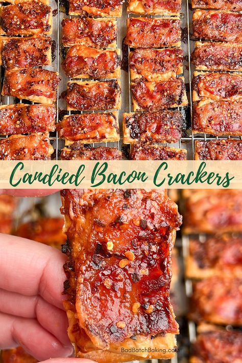 Parmesan Candied Bacon Crackers - Bad Batch Baking - Restaurant Copycat Recipes & Family Favorites Candied Bacon Crackers, Bacon Crackers, Bacon Cracker, Crackers Appetizers, Restaurant Copycat Recipes, Batch Baking, Restaurant Copycat, Bacon Appetizers, Recipes Family