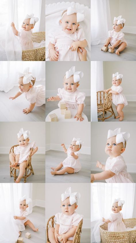 Studio 1st Birthday Pictures, 1 Year Studio Photoshoot, Studio One Year Pictures, Studio First Birthday Photo Shoot, Neutral First Birthday Photoshoot, 1 Year Baby Photoshoot Ideas, One Year Birthday Pictures, One Year Old Photoshoot Studio, First Birthday Photo Shoot Ideas Indoor