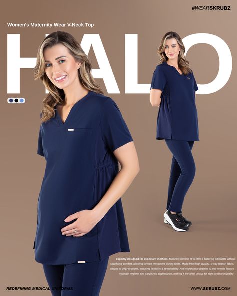 HALO Women’s Maternity Wear V-Neck Top Availabe in Navy, Balck & Sky Blue skrubz | Redefining Medical Uniforms Our scrubs feature 4-way stretch, anti-microbial, anti-wrinkle, breathable fabric, ensuring quality, comfort and style for health care professionals. SHOP NOW https://skrubz.com/shop/halo-womens-maternity-wear-v-neck-top #Skrubz #medicalUniform #aesthetic #surgeon #therapists #doctor #nurse #dentist #vets #Scrubs #dentalshow #futureofdentistry #vetnurses #nursingstudent #doctorblog... Medicine Clothes, Aesthetic Surgeon, Maternity Scrub Top, Maternity Scrubs, Health Care Professionals, Medical Uniforms, Womens Maternity, 4 Way Stretch Fabric, Scrub Tops