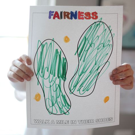 Fairness for Kids: Walk In Their Shoes Activity with Free Printable | Sunny Day Family Book Club Activities, Shoe Story, Walk In My Shoes, My Shoes, Kids Club, Sunny Day, Family Dinner, Book Club Books, Games For Kids