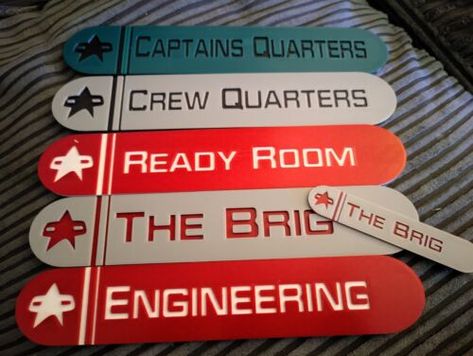 Star Trek Decor, Star Trek Theme, Star Trek Wedding, Captains Quarters, Address Signs, Meme Design, Movie Room, Address Sign, Room Signs