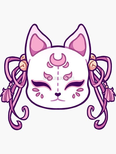 Kawaii Kitsune, Mask Sticker, Kitsune Mask, Mask Drawing, Cute Mask, Kawaii Tattoo, Case Ideas, Next Tattoo, Cute Kawaii Drawings