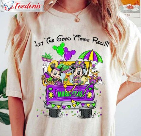 Let The Good Times Roll Disney Mardi Gras Shirt, Mickey And Friends Carnival Sweatshirt Short Sleeve, Disney Gifts For Her Check more at https://teedenis.com/product/let-the-good-times-roll-disney-mardi-gras-shirt-mickey-and-friends-carnival-sweatshirt-short-sleeve-disney-gifts-for-her/ Mardi Gras 2023, Diy Disney Ears, Dark Heather Color, Mardi Gras Shirt, Disney Gift, Let The Good Times Roll, Royal Blue And Gold, Disney T, Good Times Roll