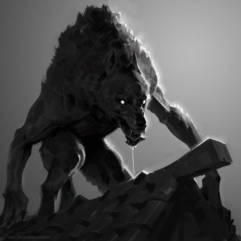 ArtStation - Alex Alexandrov - Wolfie 3 Werewolf Aesthetic, Wolf Artwork, Dark Creatures, Werewolf Art, Vampires And Werewolves, World Of Darkness, Monster Design, Creature Concept Art, Wolf Art