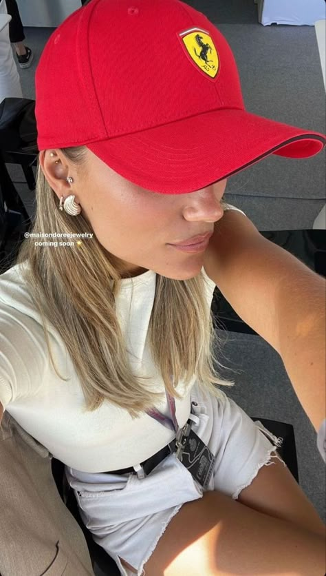 F1 Wag Aesthetic, F1 Fits, Wag Aesthetic, Sophie Mitchell, Formula 1 Girls, Ferrari Girl, Forza Ferrari, F1 Aesthetic, F1 Wag