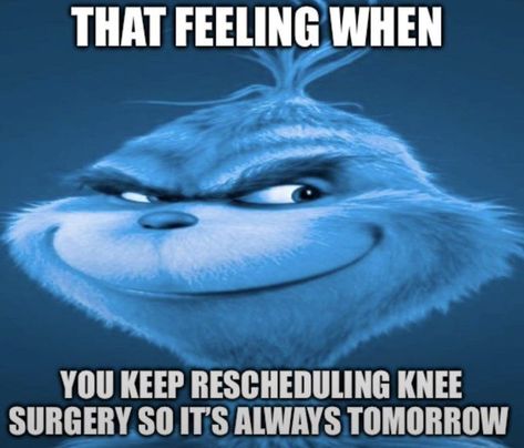 That Feeling When Knee Surgery Is Tomorrow Grinch, Knee Surgery Memes Humor, That Feeling When Knee Surgery Tomorrow, That Feeling When Knee Surgery, Knee Surgery Humor, Wheres My Water, Knee Surgery, I Dont Have Friends, Very Funny Pictures