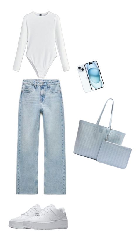 Bleu Outfit Jean Bleu Clair, Clean Girl, Jean Outfits, Outfit Ideas, How To Wear, Denim Outfits