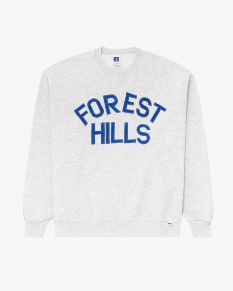 Forest Hills Graphic Crewneck Sweatshirt – Aimé Leon Dore Sweatshirt Inspiration, Minimal Shirt Design, Leon Dore, Sports Logo Design, Aime Leon Dore, Forest Hills, Crewneck Design, Grey Crewneck, Simple Trendy Outfits