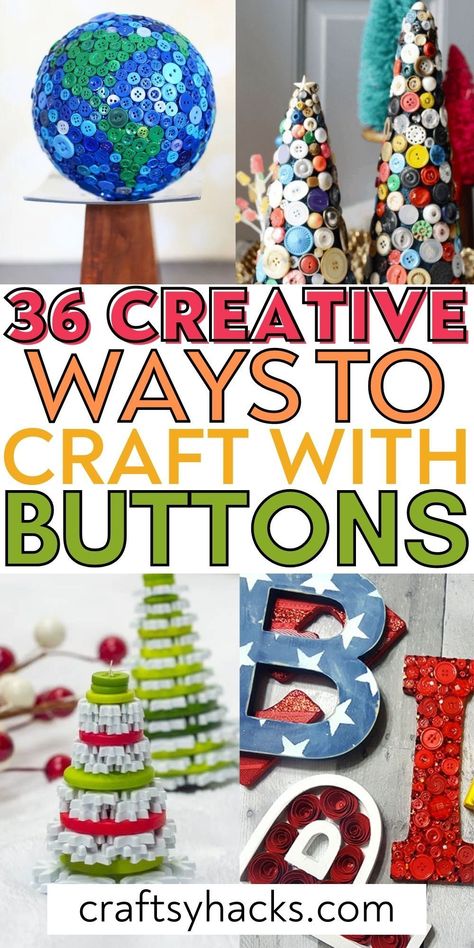 You can have more fun crafting on a low budget when you create these very fun button craft ideas. These creative crafts with buttons are super easy to make for any level of crafter to create. Make these DIY button crafts and enjoy more crafting. Button Crafts For Adults Easy Diy, Button Necklace Diy How To Make, Using Buttons For Crafts, Craft With Buttons Project Ideas, Wooden Button Crafts Ideas, Creative Button Ideas, White Button Crafts, Diy Christmas Button Crafts, Pictures Made With Buttons