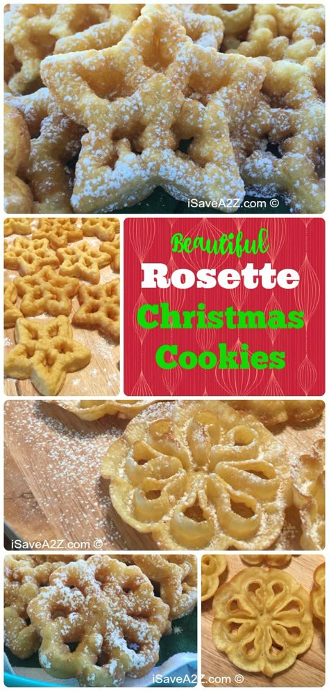 Easy Rosette Cookie Recipe from back when grandma used to make them.  There are a few tips and tricks you need to know BEFORE making these holiday delights.  VIDEO included to show the technique!  Very helpful. Rosettes Cookie Recipe, Rosette Recipe, Fried Cookies, Chamorro Food, Rosette Cookies, Simmering Pot, Chamorro Recipes, Dessert Christmas, Dessert Cookies