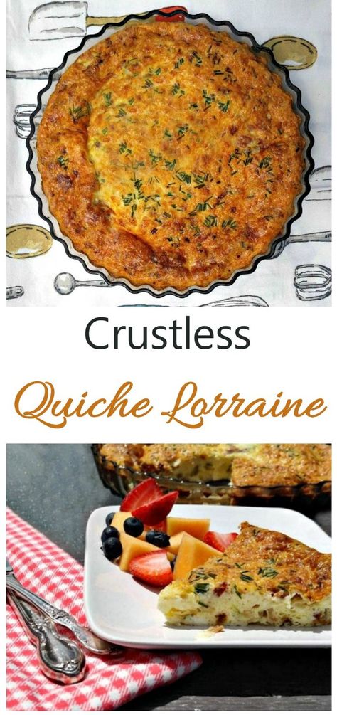 Crustless quiche Lorraine collage Crustless Quiche Lorraine, Egg Quiche, Clean Lunch, Quiche Lorraine Recipe, Weekend Food, Bacon Eggs, Recipe Cookbook, Crustless Quiche, Homemade Stuff