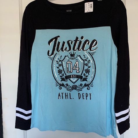 Blue And Black Long Sleeve Tee Justice Store, Black Long Sleeve Tee, Justice Clothing, Emo Girl, Justice Shirts, Cool Clothing, Pinterest Outfits, Blue And Black, Teen Girls