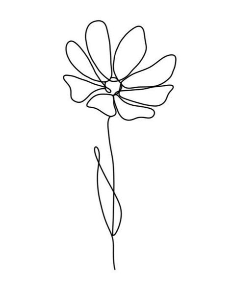 Daisy Printable, Super Easy Drawings, Easy Flower Drawings, Line Art Digital, April Birth Flower, Flower Line Drawings, Daisy Art, Stick Figure Drawing, Single Line Drawing