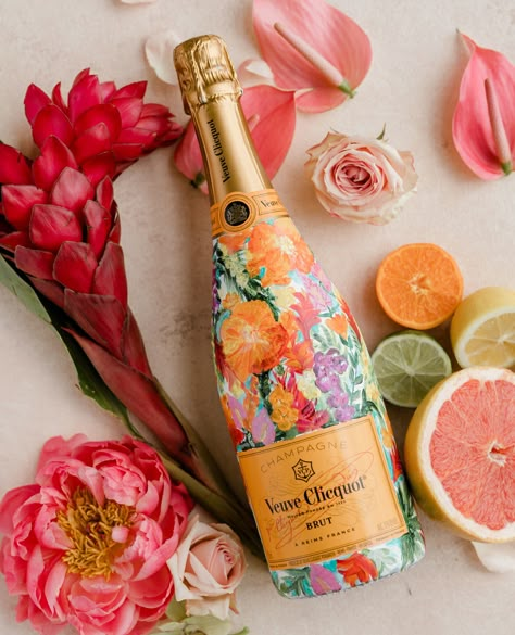 Painted Champagne Bottles, Painted Champagne Bottle, Custom Champagne Bottle, Veuve Clicquot Champagne, Wedding Wine Bottles, Hand Painted Wine Bottles, Hand Painted Bottles, Painted Bottles, Painted Bottle