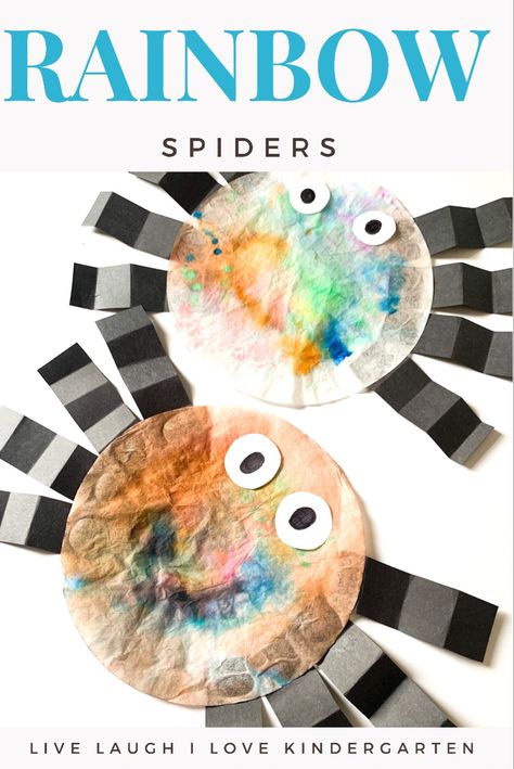 Itsy Bitsy Spider Preschool Activities, Spider And Insects Preschool, Coffee Filter Spider Webs, Creepy Crawlers Crafts For Toddlers, Itsy Bitsy Spider Craft For Toddlers, Spider Art For Toddlers, Itsy Bitsy Spider Craft Preschool, Spider Craft Kindergarten, Spider Activity Preschool