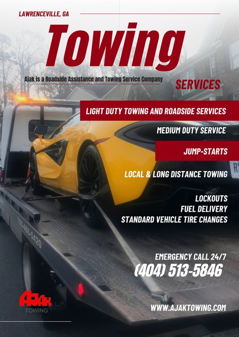 Car Sport, Towing Service, Emergency Call, Roadside Assistance, Tow Truck, Atlanta, Road, Quick Saves, Design