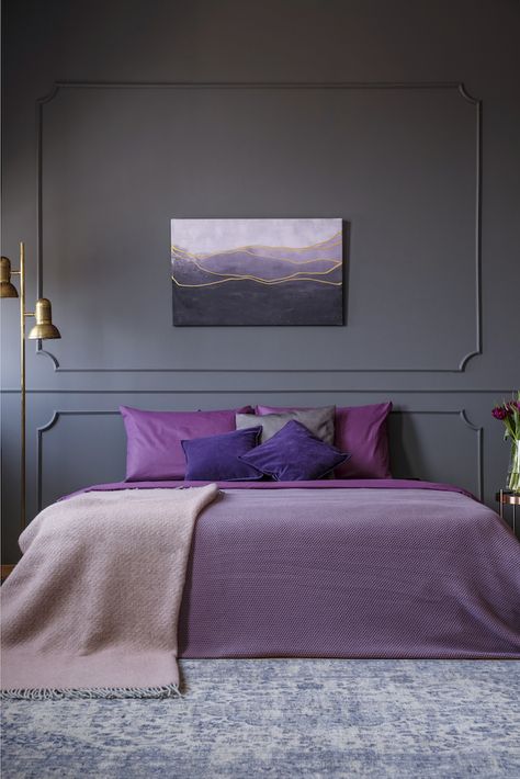 Lavender Bedroom, Spare Bedrooms, Purple Bedroom Decor, Best Bedroom Colors, Bedroom Purple, Bedroom Decor Gray Walls, Bedroom Decor Gray, Purple Bedrooms, Bedroom Blue