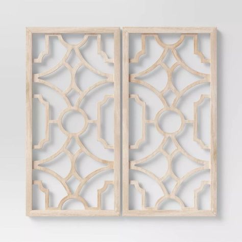 A set of wood lattice wall hangings so you can touch up your decor with just a simple addition. The intricate design of this piece makes a statement on your wall without being too distracting. Wood Lattice, Lattice Wall, Lattice, Target, Wall Hanging, Drive, Wall Decor, Wood, Wall