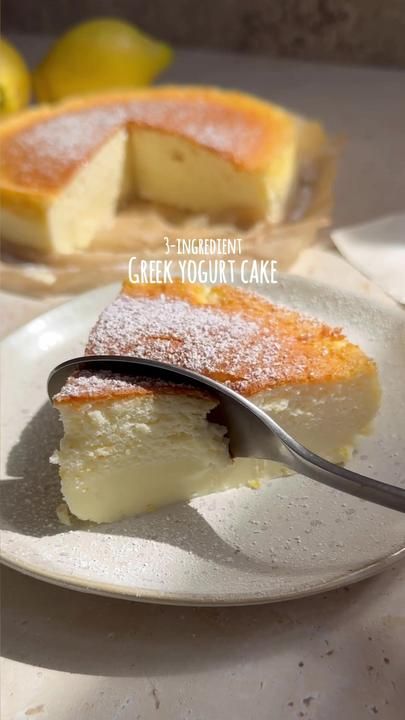 Truffleandegg on TikTok Cake Without Milk, Cake With Yogurt, Greek Yogurt Cake, 3 Ingredient Cakes, Condensed Milk Cake, Cloud Cake, Slice Of Heaven, Yogurt Cake, Magic Cake