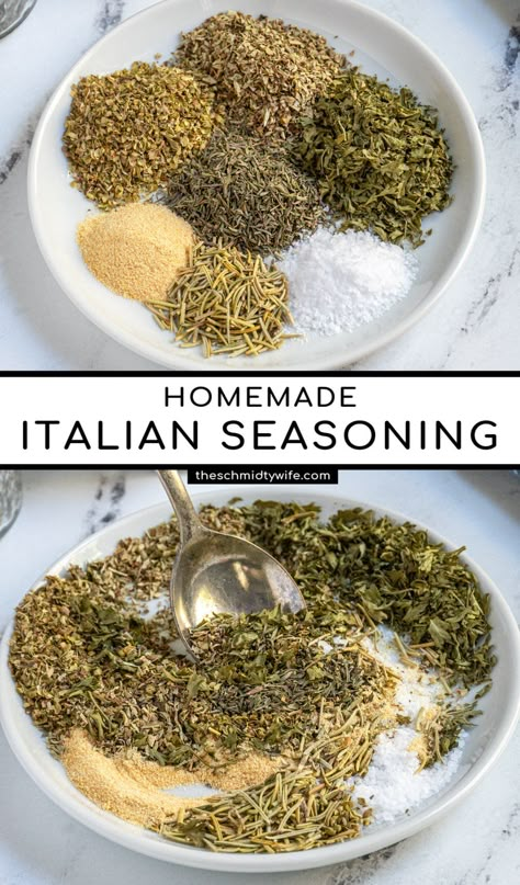 Homemade Italian Seasoning is so easy to make at home with only a few spices you probably already have! Perfect for adding a burst of flavor to anything from soups, roasted veggies, proteins, and so much more! Homemade Italian Seasoning, Italian Spice Mix, Italian Seasoning Blend, Italian Spice Blend, Italian Seasoning Home Made Spices, Italian Seasoning Recipe, Homemade Italian Seasoning, Homemade Spice Mixes, Herb Blends, Homemade Dry Mixes, Resep Pasta, Homemade Spice Mix, Spice Blends Recipes