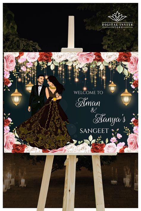 Printing & Personalising your own Welcome Wedding Signs or Punjabi Wedding welcome sign Indian template instant download has been made a super easy process by us specially for busy brides that save the valuable wedding-prep time while still giving you the complete Hindu Wedding welcome template & stationery of your dreams for your Wedding Reception Entry Sign!

You can print your Reception Party decor Sign Board or Indian Reception Welcome Signage décor where ever you choose! Lady Sangeet Decoration, Sangeet Board Ideas, Sangeet Welcome Board Ideas, Ladies Sangeet Decoration, Sangeet Welcome Board, Sangeet Signage, Sangeet Decor Ideas, Sikh Wedding Decor, Sangeet Ideas