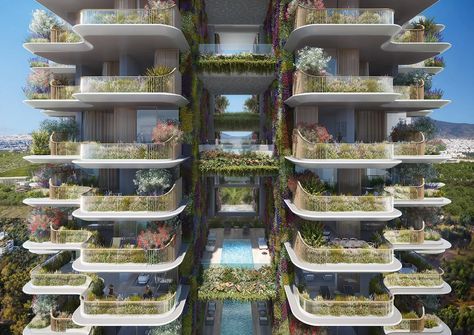 Foster + Partners reveals plans for Greece's tallest skyscraper High Rise Apartments, Foster Partners, Mediterranean Landscaping, Tower Building, Architecture Landmark, Natural Ventilation, High Rise Building, Green Roof, Concept Architecture