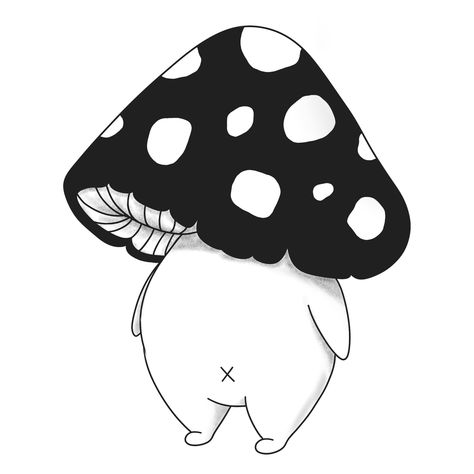 Mushroom Head Tattoo, Mushroom Tattoo Stencil, Mushroom Flash Tattoo, Tiny Mushroom Tattoo, Simple Line Work Tattoo, Mushroom Stencil, Doodle Mushroom, Mushroom Inspiration, Doodle Reference