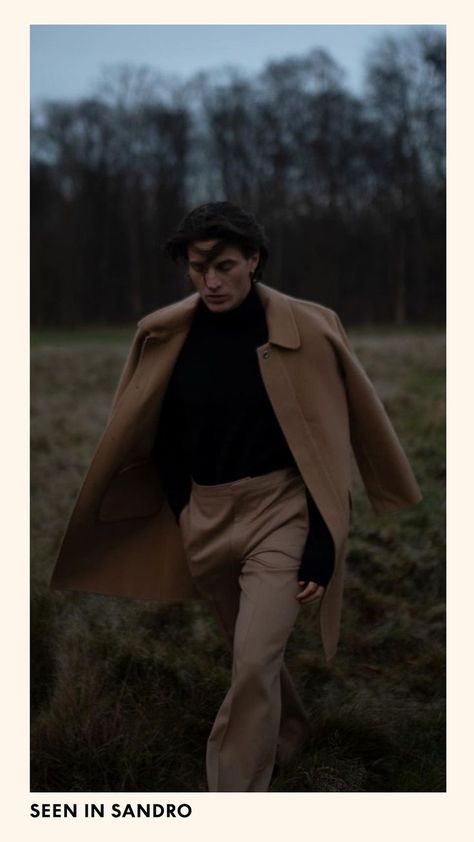 deanthonyfelice Male Model Fashion Photography, Male Model Poses Outdoor, Winter Photoshoot Ideas Men, Male Outdoor Photoshoot, Forest Photoshoot Men, Winter Editorial Photoshoot, Men Photoshoot Poses Outdoor, Male Poses Photography, Sandro Jacket