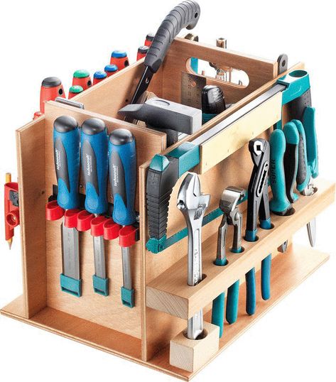 Tool Wall Storage, Garage Workbench Plans, Tool Caddy, Tool Box Diy, Woodworking Tools Storage, Space Saving Bathroom, Tool Room, Woodworking Shop Projects, Tool Storage Diy