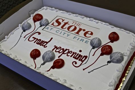 The Store's Grand Re-Opening #cake Grand Opening Cake Ideas, Grand Opening Cake, Desk Organization Ideas, Bake Cakes, Creative Cake Decorating, Weekend Ideas, Cake Logo, Baking Company, Fire Extinguishers