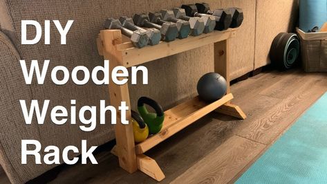 10 Free DIY Dumbbell Rack Plans | Build a Weight Rack Diy Weight Rack, Diy Dumbbell Rack, Garage Gym Diy, Diy Dumbbell, Small Home Gyms, Gym Rack, Dumbbell Storage, Workout Room Home, Weight Rack