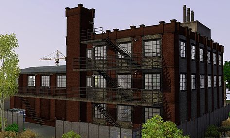 Sims 4 Warehouse, Warehouse Abandoned, Rooftop Hangout, Old Factory Building, Hangout Area, Factory Building, Old Factory, My Library, Sims 4 Build