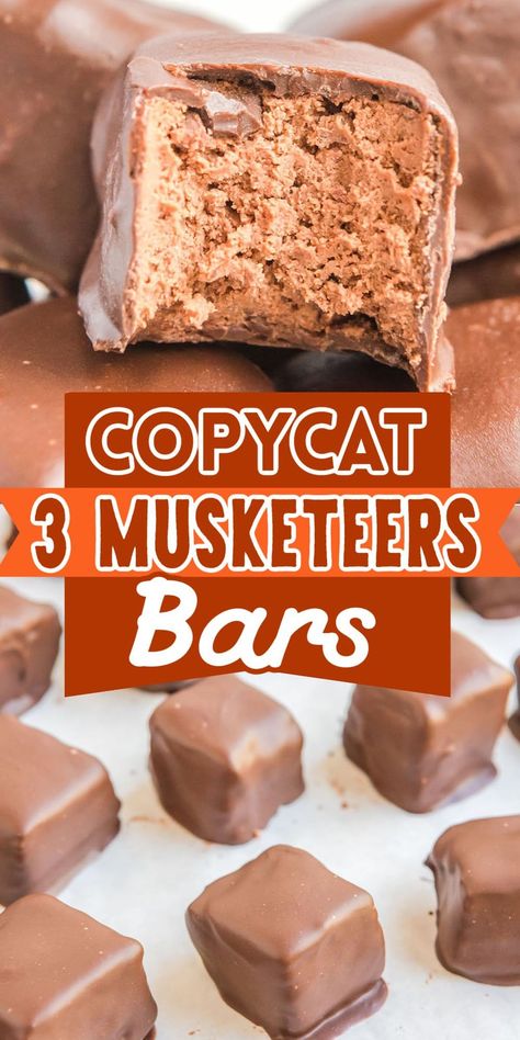 Cool Whip 3 Musketeers, Three Musketeers Candy With Cool Whip, Copycat Three Musketeers, Snickers Copycat Recipe, Cool Whip Candy (3 Musketeers Copycat), Homemade Mr Goodbar, Rag Tag Candy Recipe, 3musketeers Candy, Homemade 3 Musketeers Bars