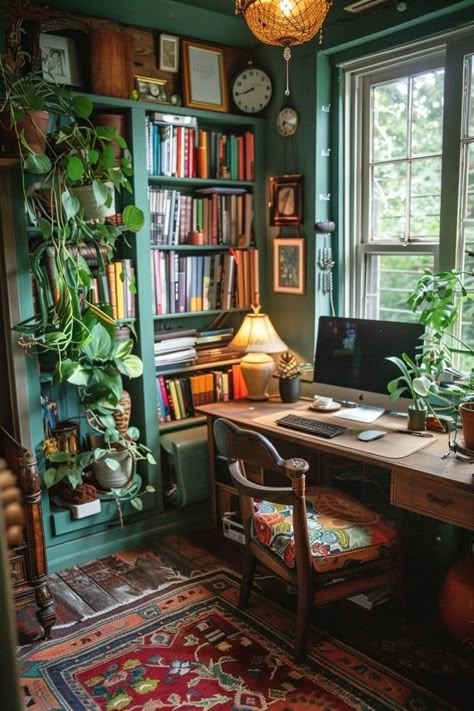 Cosy Study Room, Bush House, Library Rooms, Lots Of Plants, Library Study, Cozy Home Office, Home Library Design, Home Libraries, Study Rooms