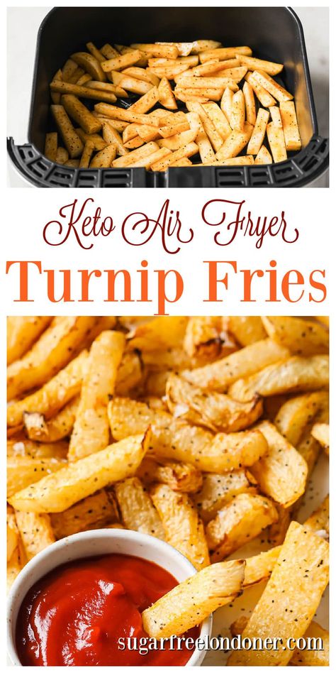 Turnip Fries, Low Carb Potatoes, Parsnip Fries, Air Fryer Recipes Keto, Turnip Recipes, Carb Side Dishes, Low Carb Side Dish, Air Fryer Keto, Keto Air Fryer Recipes