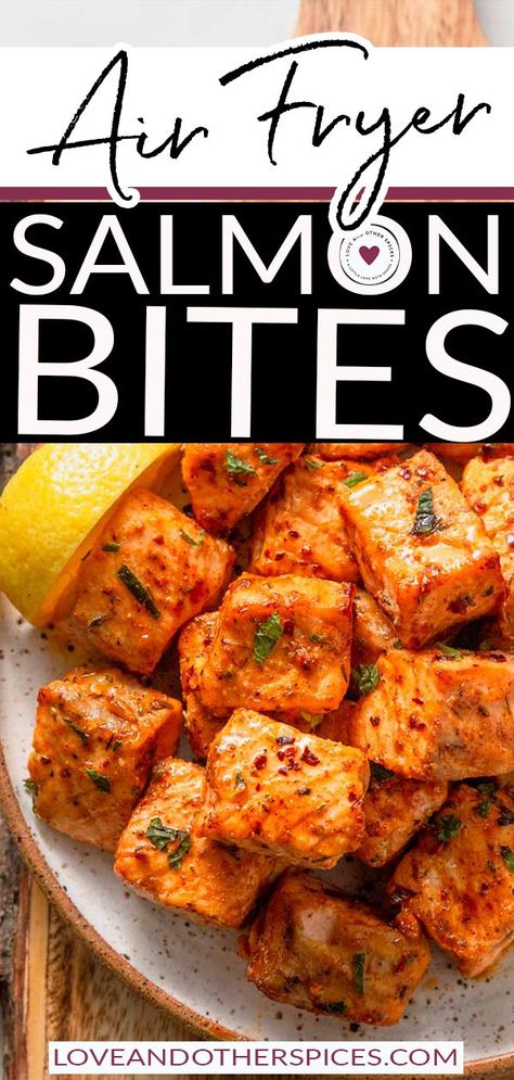 Salmon Nuggets, Gf Bread Recipe, Cooking Salmon Fillet, Salmon Bites Recipe, Cajun Salmon, Cook Salmon, Air Fryer Salmon, Salmon Bites, Seasoned Veggies