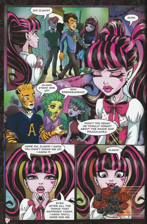 #monsterhigh #draculaura #monsterhighdraculaura #comicbook #monsterhighcomic #monster Monster High Official Art, Monster High Comic, Miraculous Ladybug Toys, Shadow Of A Doubt, Monster High Draculaura, Moster High, Monster High Custom, Love Monster, Monster High Art