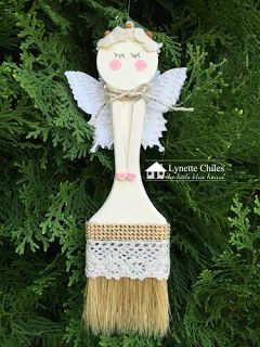 The Little Blue House: 12 Days of Ornaments Altered Paint Brush Angel Paint Brush Crafts Ideas Projects, Paintbrush Ornaments, Christmas Angel Crafts, Angel Crafts, Crafts For Seniors, Easy Christmas Decorations, Christmas Ornaments Homemade, Christmas Ornament Crafts, Homemade Christmas Gifts