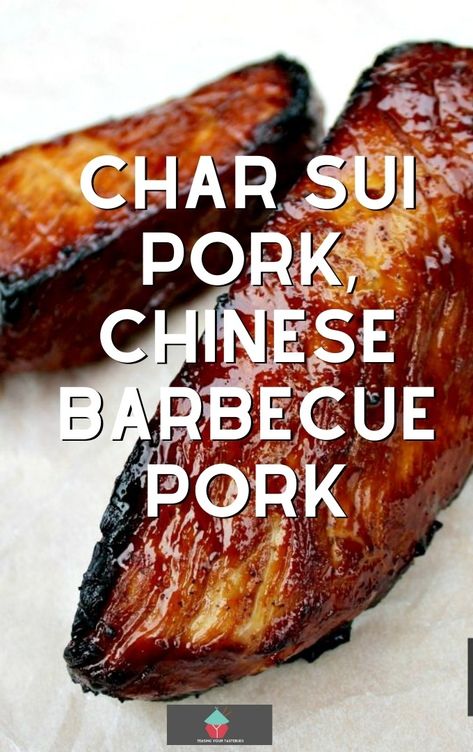 Char Sui Pork, Chinese Barbecue Pork. Char sui pork is a delicious recipe, full of flavor. Sticky, sweet, slightly caramelized. Goes great with noodles, fried rice, or simply eaten on its own as an appetizer! Homemade Asian Food, Char Sui Pork, Pork Chinese, Char Sui, Dim Sum Recipes, Chinese Pork, Pork Chop Dinner, Asian Pork, Chinese Cooking Recipes