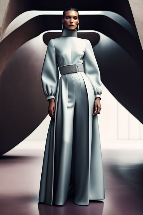 Lexica - Image similarity search results Formal Futuristic Outfit, Di Futuristic Elegance Outfit, Sleek Futuristic Fashion, Futuristic Design Fashion, Futureristic Fashion, Sci Fi Fashion Futuristic, Futuristic Outfits Women, Balenciaga Photoshoot, Future Fashion Women