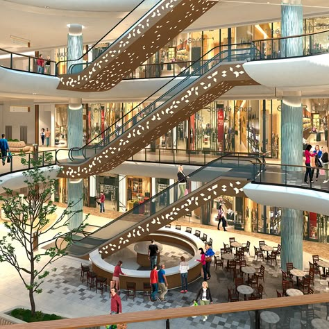 Malls Interior, Mall Escalator, Escalator Mall, Mall Stairs, Mall Atrium, Shopping Mall Floor Plan, Shopping Center Aesthetic, Shopping Mall Plan, Shopping Mall Interior Design