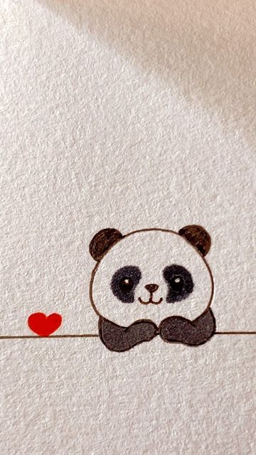 Cute Simple Panda Drawings, Cute Panda Drawing Doodles, Panda Art Design, Kawaii Panda Drawing, Panda Drawing Simple, Panda Cute Drawing, Cute Panda Drawing Easy, Drawing Of Panda, Cute Panda Painting