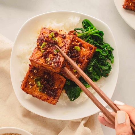 Korean Spicy Braised Tofu (Dubu Jorim) | Mikha Eats Korean Tofu Recipes, Dubu Jorim, Braised Tofu Recipe, Korean Tofu, Braised Tofu, Edamame Recipes, Dried Tofu, Tofu Recipes Easy, Korean Side Dishes