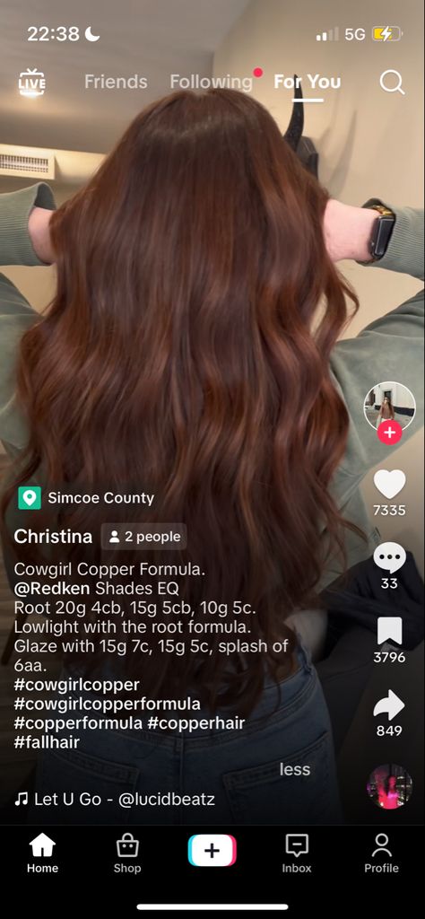 Dark Auburn Formula, Brown Copper Shades Eq, Dark Copper Redken Formula, Cowgirl Copper Shades Eq, Highlighted Red Brown Hair, Dark Copper Brown Hair Formula, Level 4 Copper Hair, Shades Eq Mahogany Formula, Auburn Hair Shades Eq