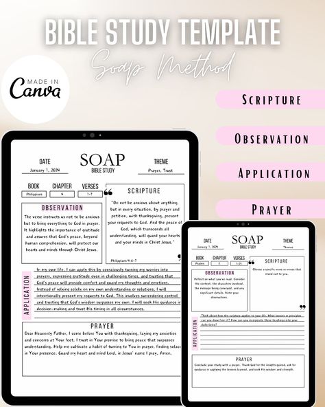 SOAP Bible Study Template, bible passage summary, bible verse summary, digital bible study, printable bible study Free Bible Study Printables, Digital Bible Study, Soap Bible Study Method, Printable Bible Study, Bible Study Template, Soap Bible Study, Bible Study Printables, Free Bible Study, Personal Prayer