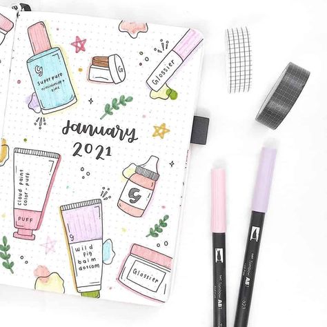 Let's combine my two favorite things - makeup and Bullet Journal. Get inspired by other creators, and check my makeup-themed June Bullet Journal setup. Bullet Journal inspirations, plan with me, Bullet Journal ideas, Bullet Journal cover page. Paper Fashion Illustration, Makeup Journal, Bujo Cover, Journal Cover Page, Makeup Themes, February Bullet Journal, Bullet Journal Cover, January Bullet Journal, Bullet Journal Cover Page