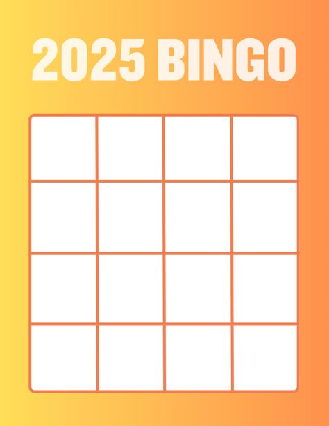 Kick off your 2025 with a personalized Bingo game! This blank Bingo card template is perfect for setting goals, planning events, or making predictions about the coming year. Easily printable and customizable, it's ideal for parties, classroom activities, or personal reflections. Grab this template now to add a touch of excitement to your future planning sessions! 2025 Bingo Card Template, Goal Bingo, Word Of The Year Ideas, Vision Collage, Goals Planning, Free Printable Bingo Cards, Blank Bingo Cards, Bingo Card Template, Free Bingo Cards