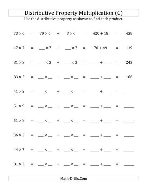 Distributive Property Of Multiplication, Array Worksheets, Math Properties, Math Multiplication Worksheets, Associative Property, Mental Maths Worksheets, 6th Grade Worksheets, Properties Of Multiplication, Commutative Property